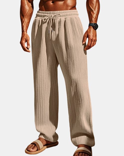 Men's Daily Solid Color Vertical Strip Casual Trousers