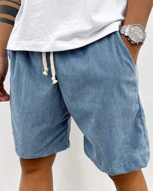 Men's Fashion Vintage Corduroy Casual Elastic Stretch Shorts With Side Pockets