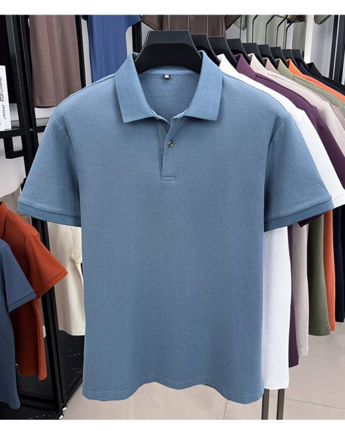 100% Cotton T-Shirt Men's Short-Sleeved Casual Cotton Polo